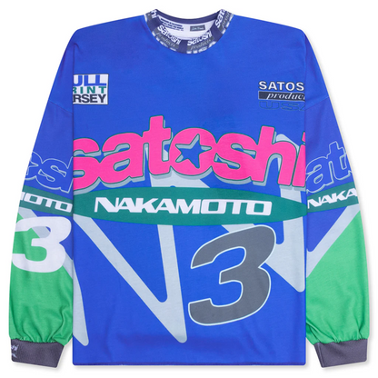Satoshi Nakamoto Speedway Long Sleeve Jersey Blue