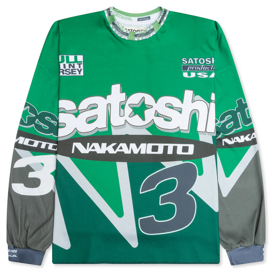 Satoshi Nakamoto Speedway Long Sleeve Jersey Green