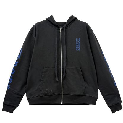 Chrome Hearts Blue Script Thermal Zip Up Hoodie