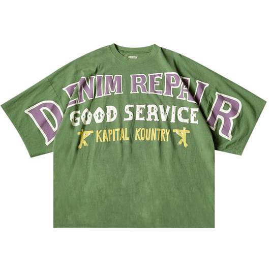 Kapital Denim Repair Huge Jersey T-Shirt Green