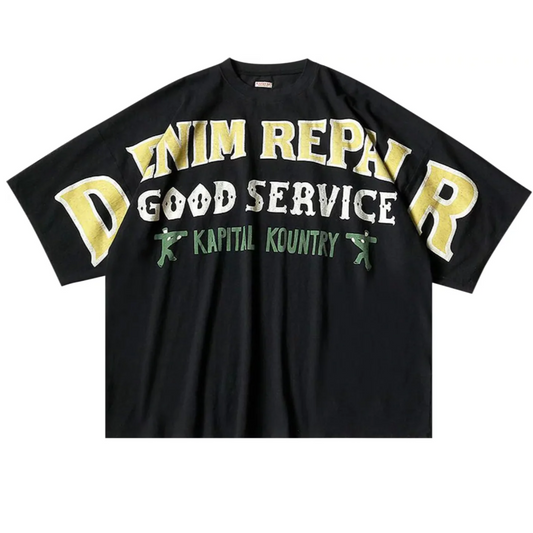 Kapital Denim Repair Huge Jersey T-Shirt Black