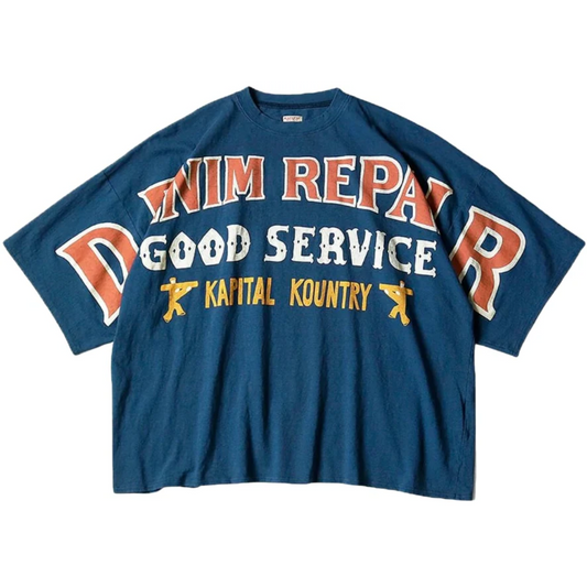 Kapital Denim Repair Huge Jersey T-Shirt Blue
