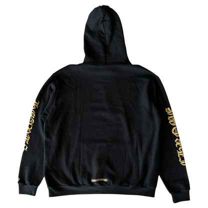 Chrome Hearts Script Logo Vertical Logo Hoodie Black/Gold
