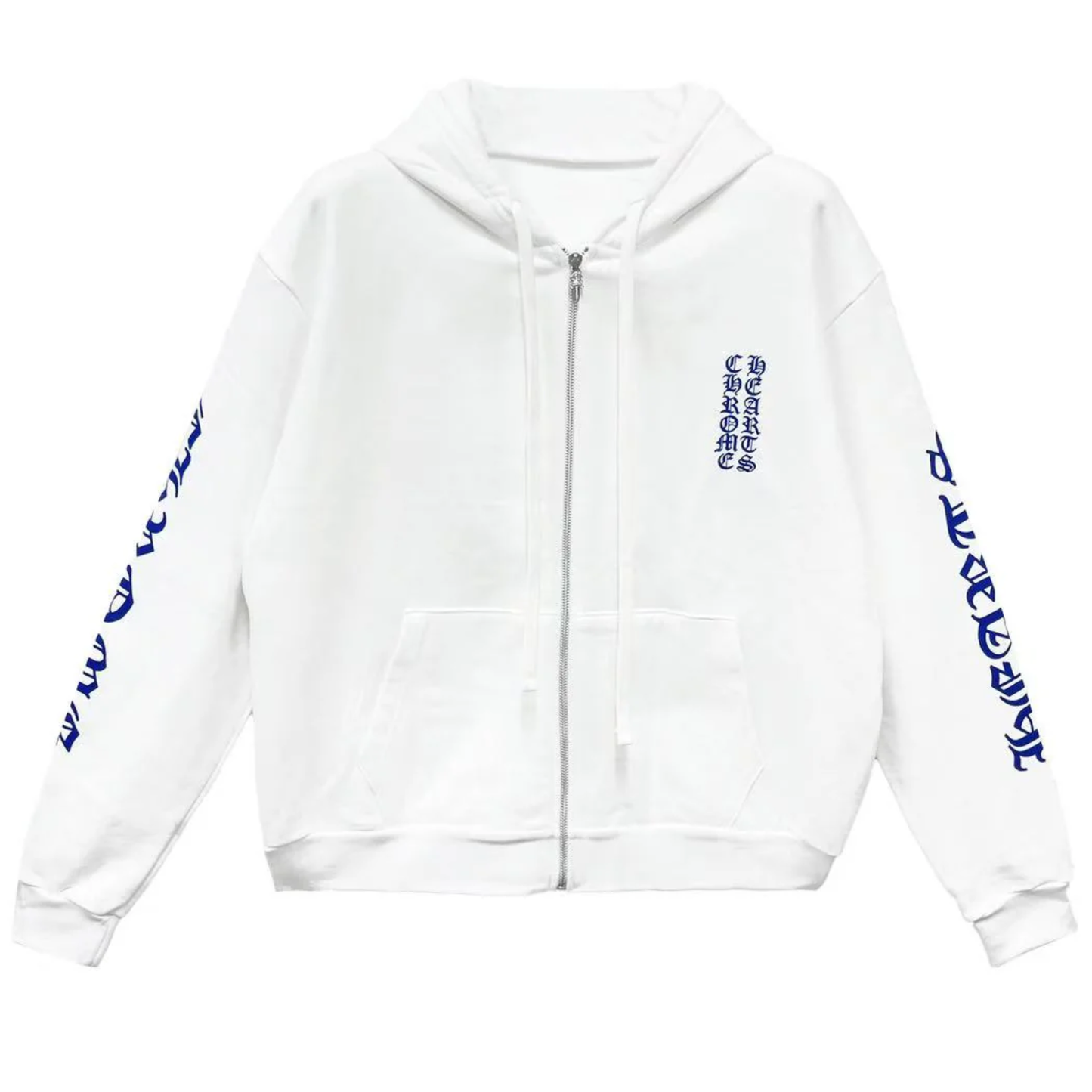 Chrome Hearts Blue Scroll White Zip Up Hoodie
