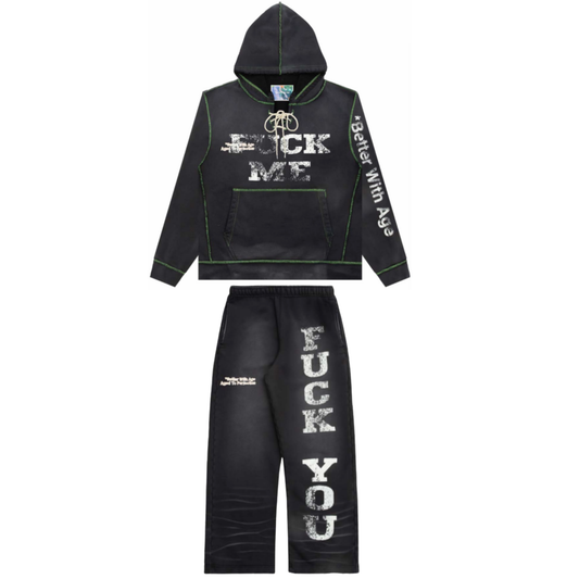 Better With Age Fuck Sweatsuit Faded Black