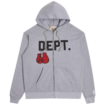 Gallery Dept. Boxing Merch Zip Hoodie Heather Grey