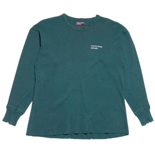 Enfants Riches Déprimés Classic Logo Distressed Thermal Long Sleeve Tee Forest Green