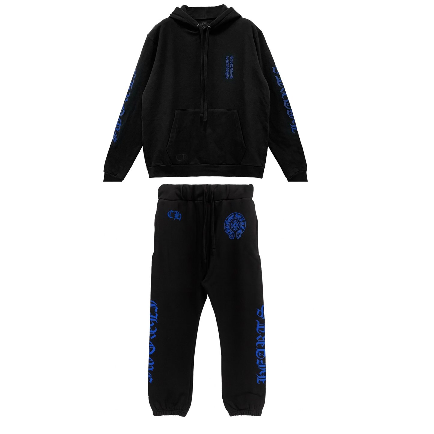 Chrome Hearts Blue Vertical Script Logo Sweatsuit