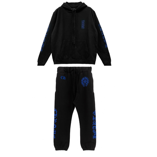 Chrome Hearts Blue Vertical Script Logo Sweatsuit