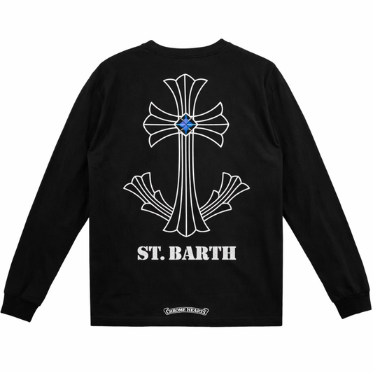 Chrome Hearts St Barth Scroll Logo Long Sleeve Tee