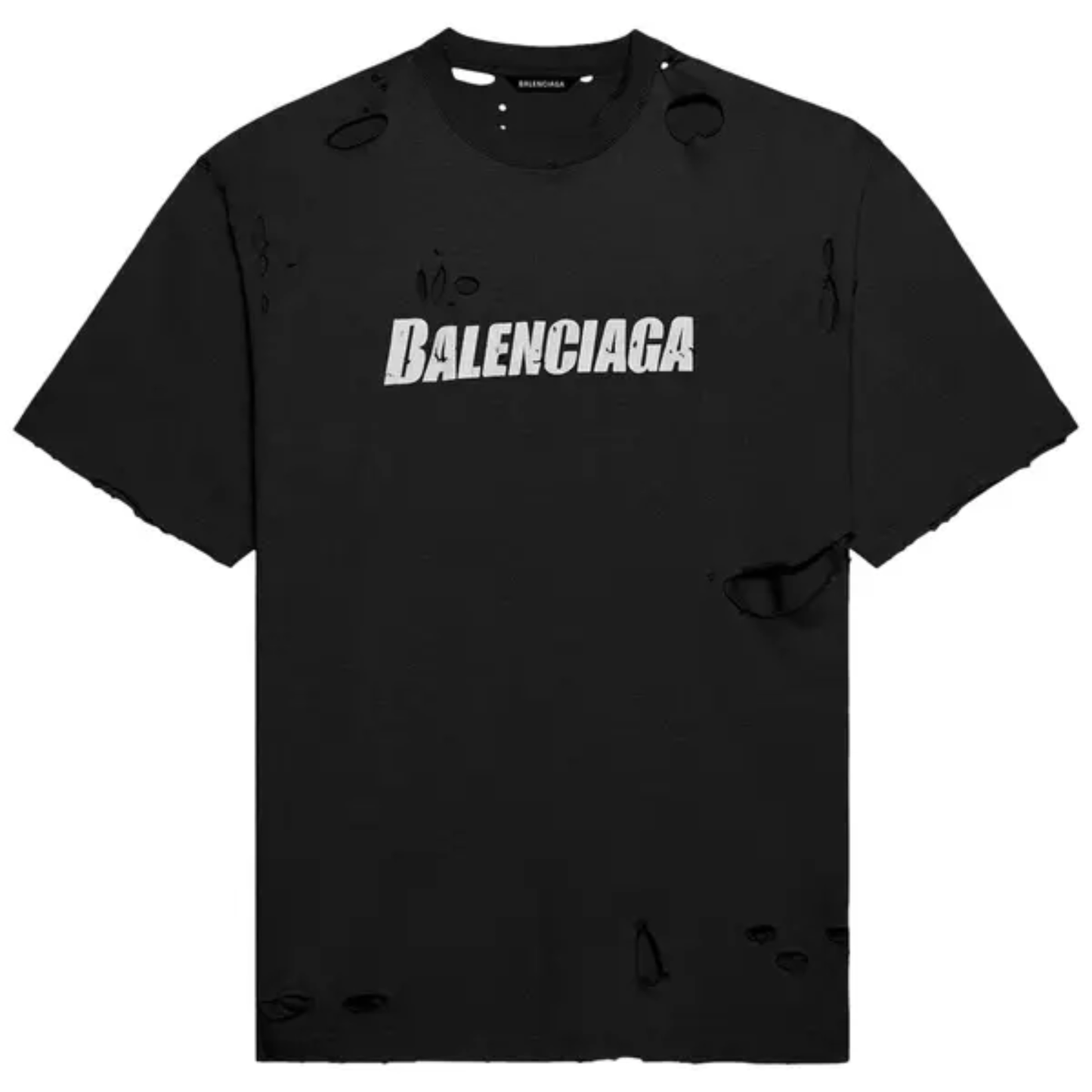Balenciaga Caps Destroyed Flatground T-Shirt 'Black'
