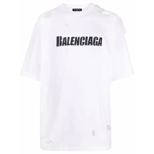 Balenciaga Caps Destroyed Flatground T-Shirt 'White'