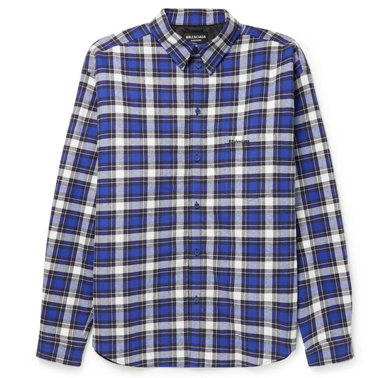 Balenciaga Padded Logo Embroidered Checked Flannel