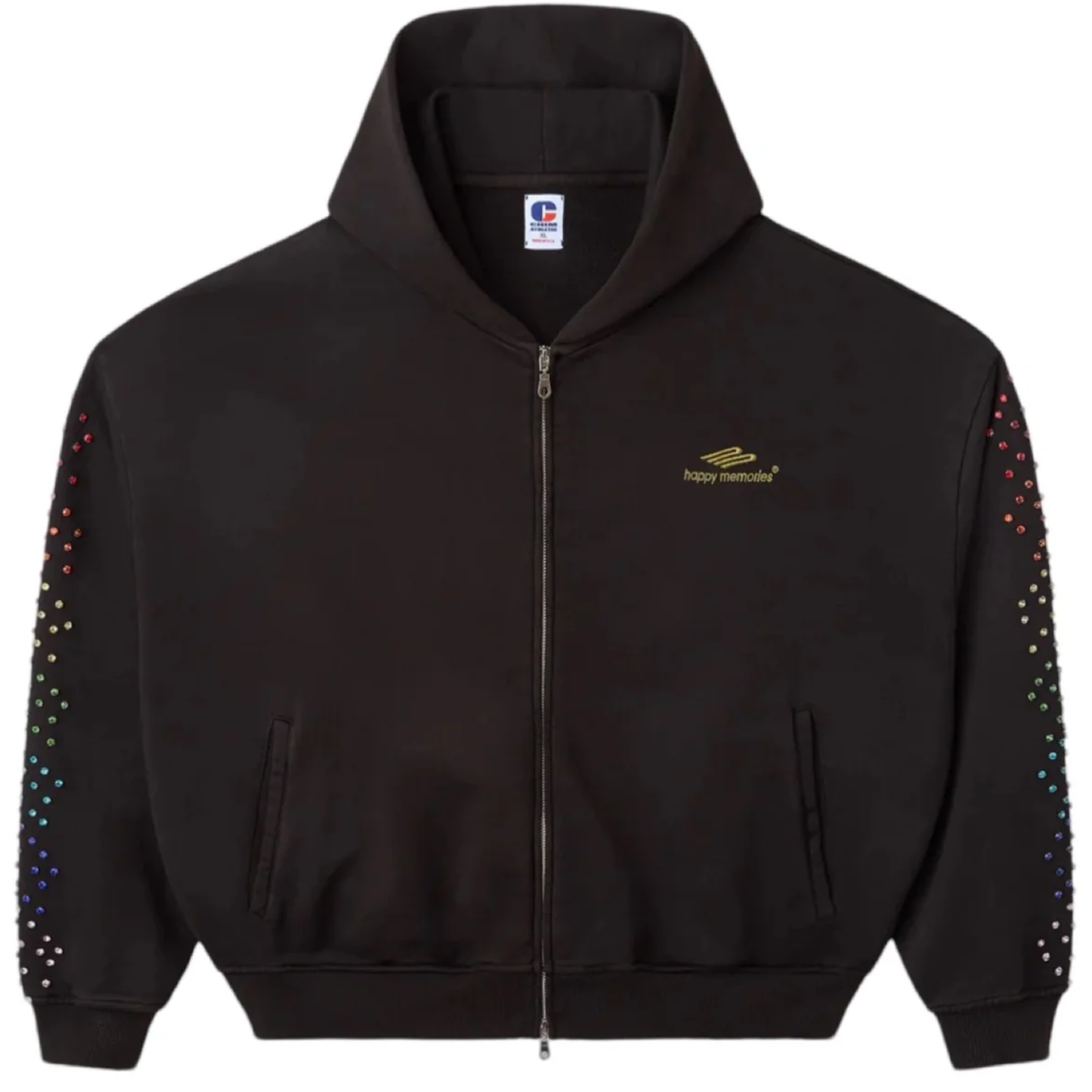 Happy Memories DON'T DIE HMDD Crystal Zip Up Hoodie Brown