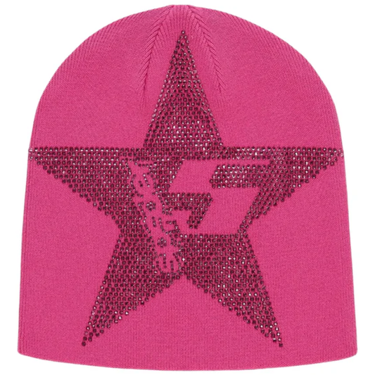 Sp5der  Pink Star Rhinestone Beanie
