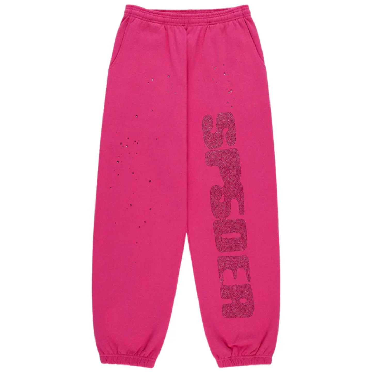 Sp5der Rhinestone Sweatsuit Pink