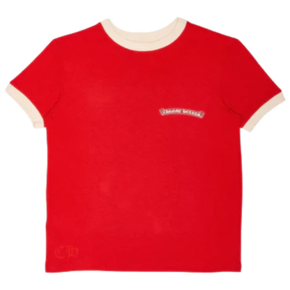 Chrome Hearts Red＆White Horseshoe Logo Short Sleeve Tee