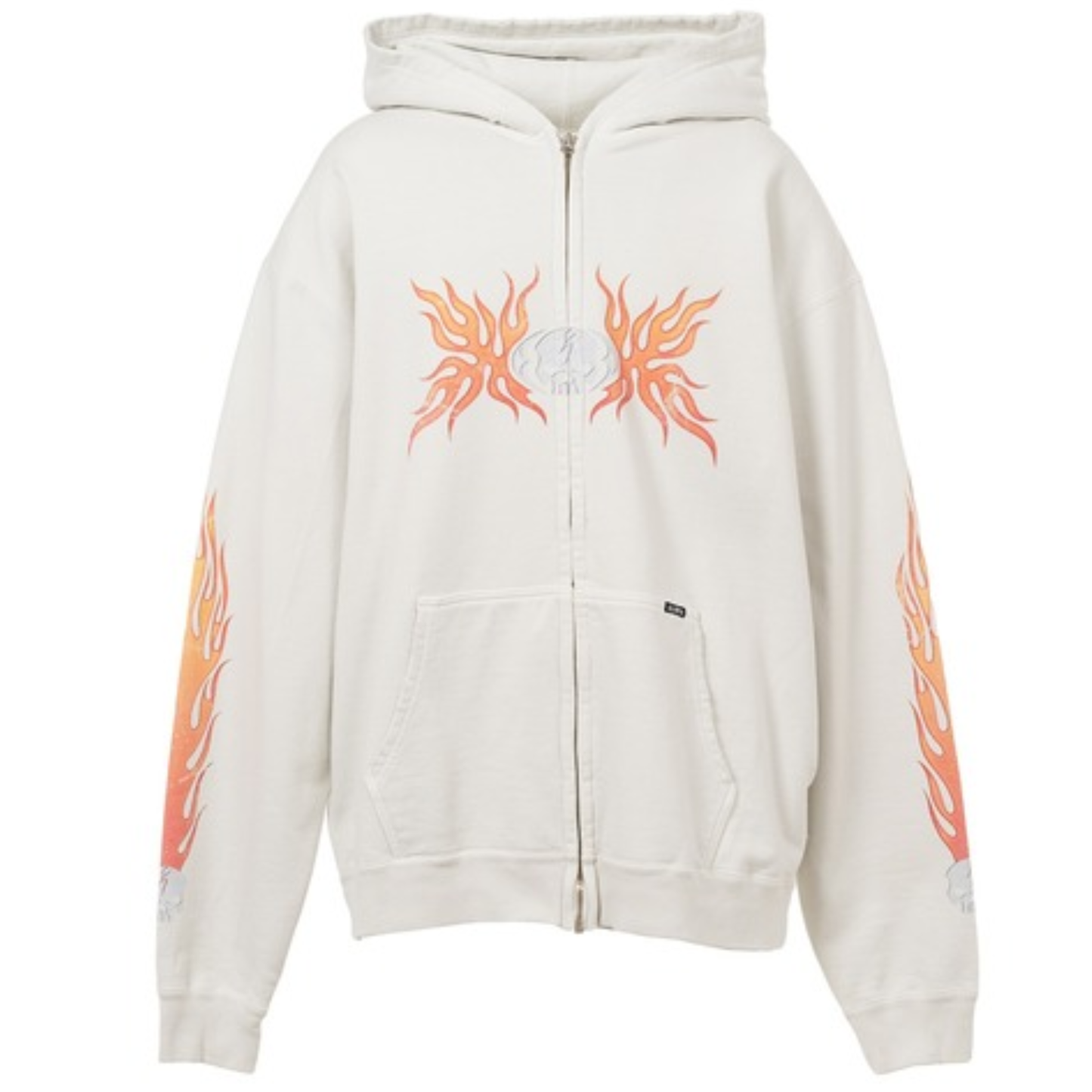 Kamiya Skull Flame White Zip Up Hoodie