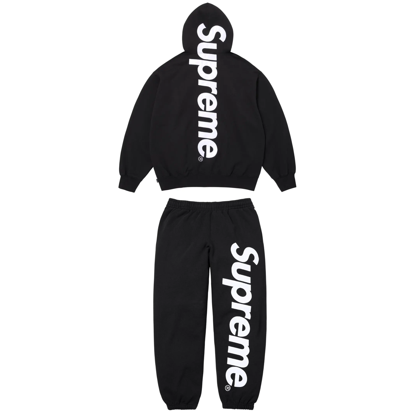 Supreme Satin Appliqué Sweatsuit Black
