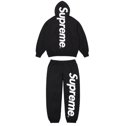 Supreme Satin Appliqué Sweatsuit Black