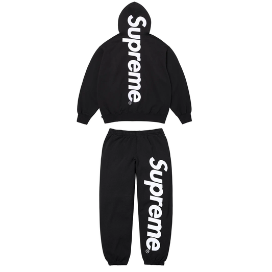 Supreme Satin Appliqué Sweatsuit Black