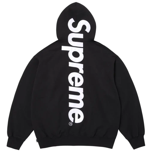Supreme Satin Appliqué Hoodie Black