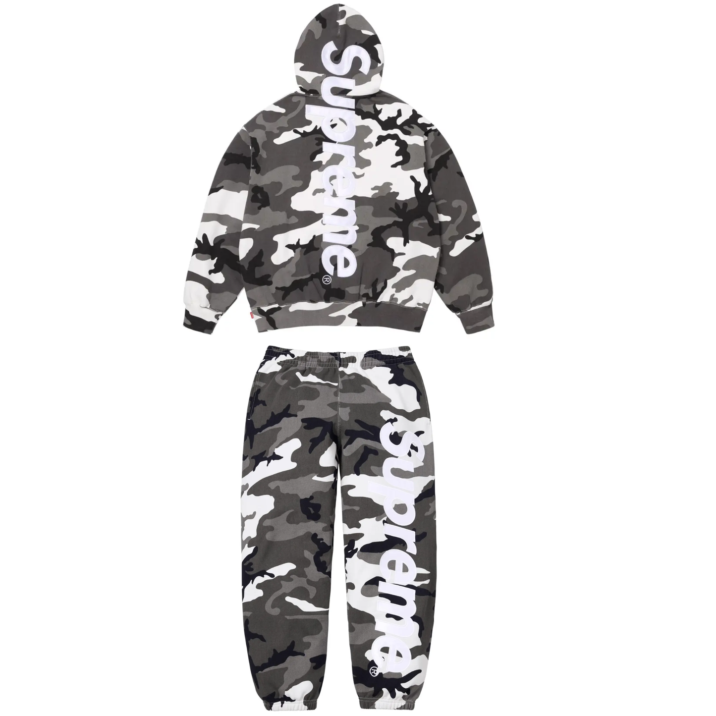 Supreme Satin Appliqué Sweatsuit Snow Camo