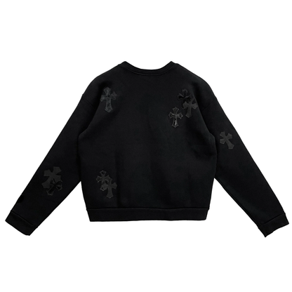 Chrome Hearts Black Pony Hair Patent Leather Cross Sweatsuit