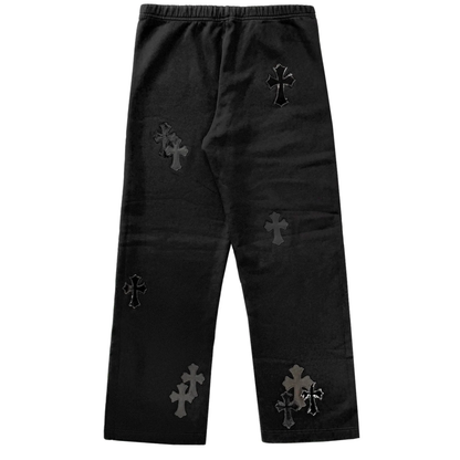 Chrome Hearts Black Pony Hair Patent Leather Cross Quarter Zip Sweatsuit