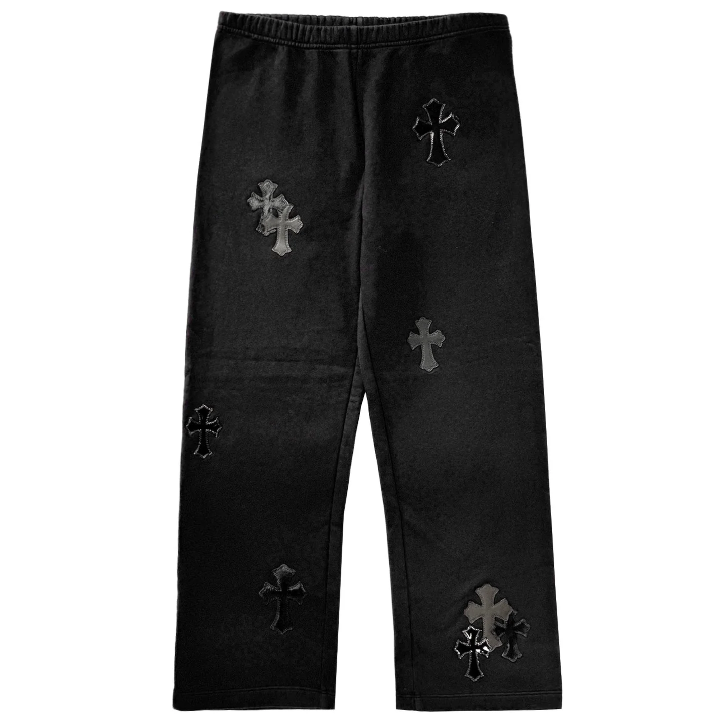 Chrome Hearts Black Pony Hair Patent Leather Cross Quarter Zip Sweatsuit
