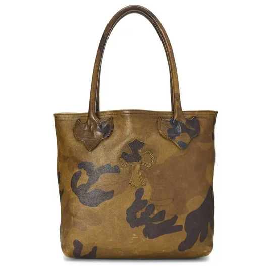 Chrome Hearts Leather Cross Patch Camo Tote Bag