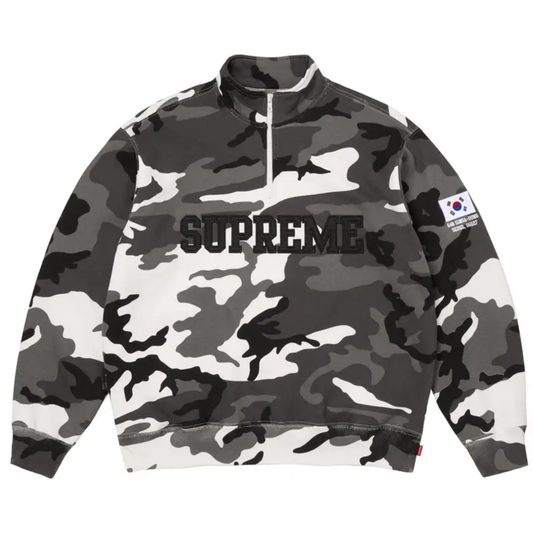 Supreme Shop Flag Half Zip Pullover Snow Camo Seoul