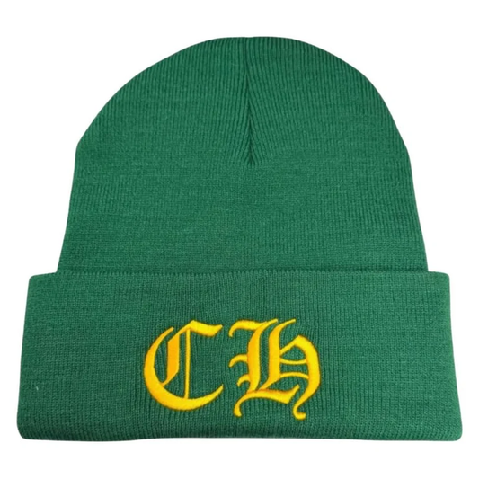 Chrome Hearts CH Logo Embroidered Green Beanie
