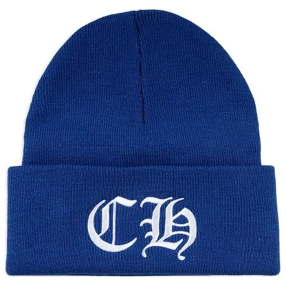 Chrome Hearts CH Logo Embroidered Blue Beanie