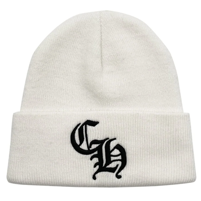 Chrome Hearts CH Logo Embroidered White Beanie