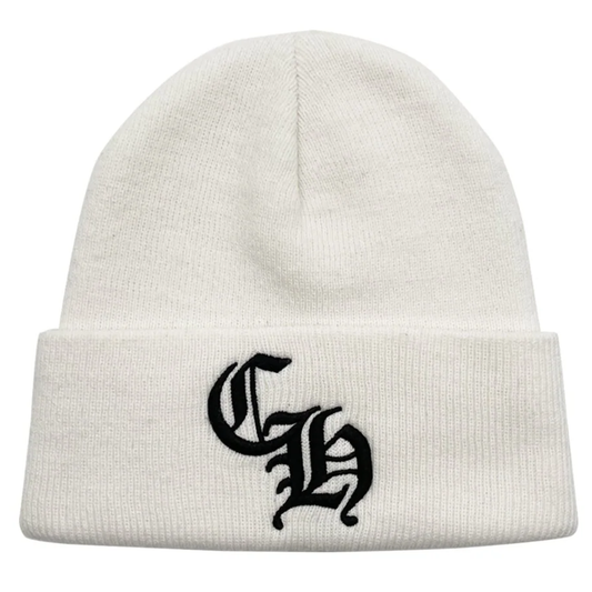 Chrome Hearts CH Logo Embroidered White Beanie