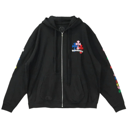 Chrome Hearts Cross Logo Zip Up Hoodie Black/Multicolor