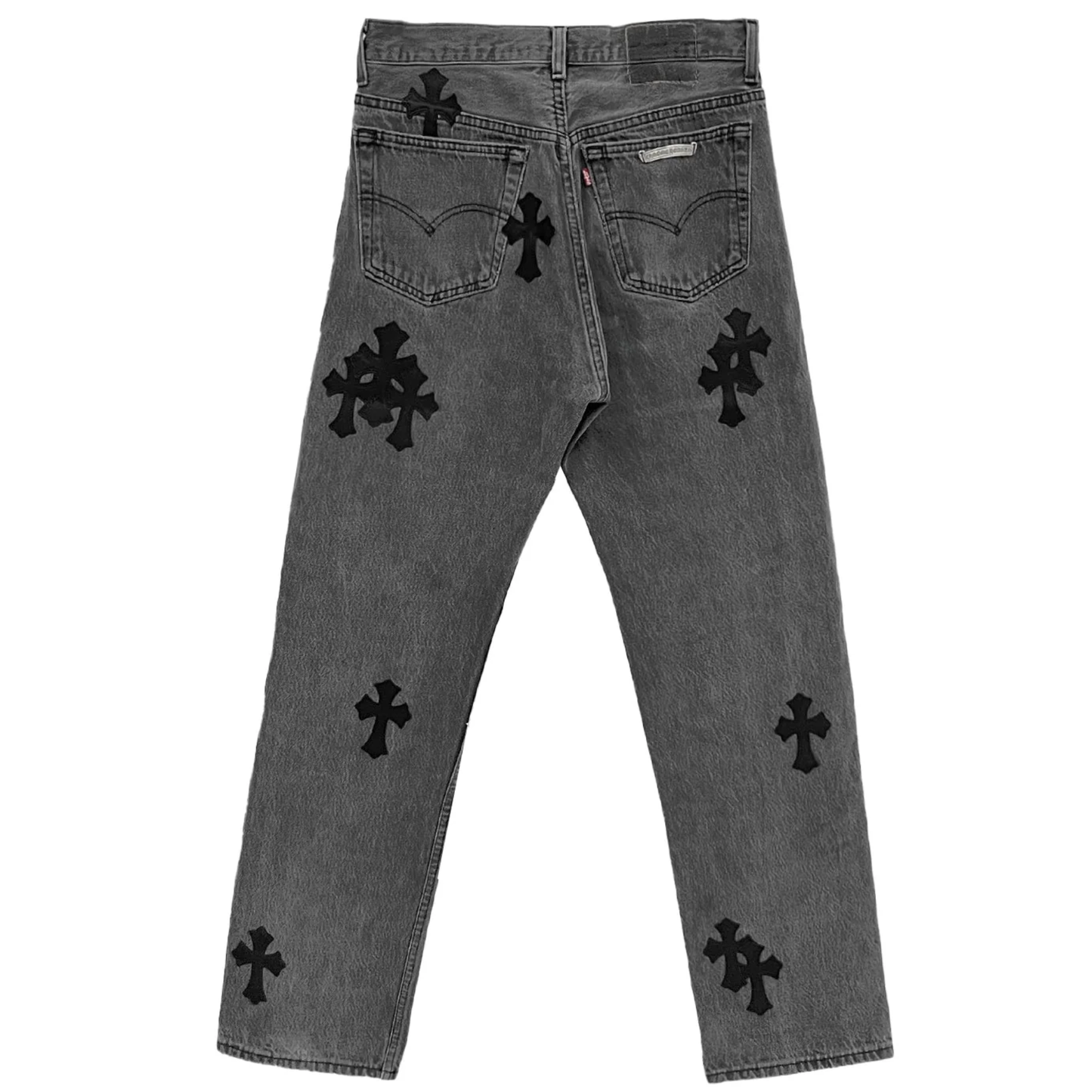 Chrome Hearts Levi's 501 Black Cross Patch Grey Jeans