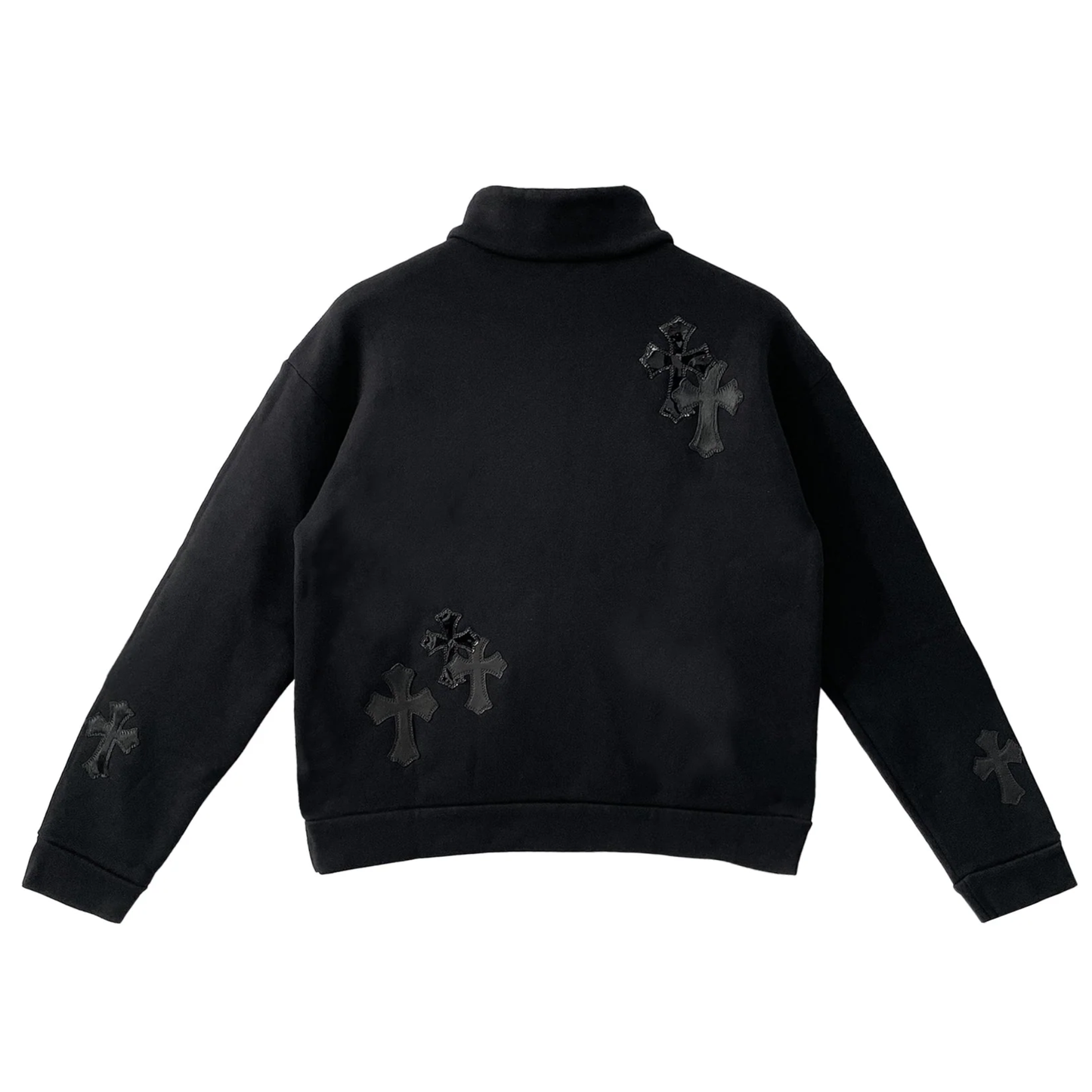 Chrome Hearts Black Pony Hair Patent Leather Cross Quarter Zip Sweatsuit