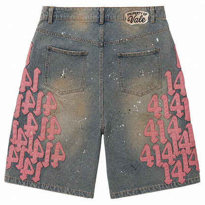 Vale Forever Lucky Charms Denim Shorts Blue/Pink