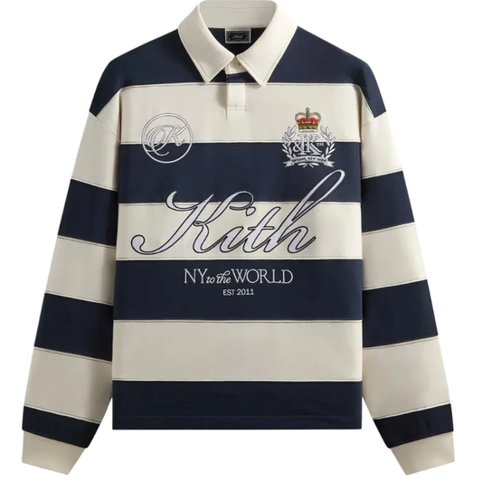 Kith Compact Fleece Striped Rugby Long Sleeve Tee