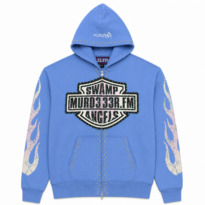 Murd333r.FM Chop333r Zip Up Hoodie Blue