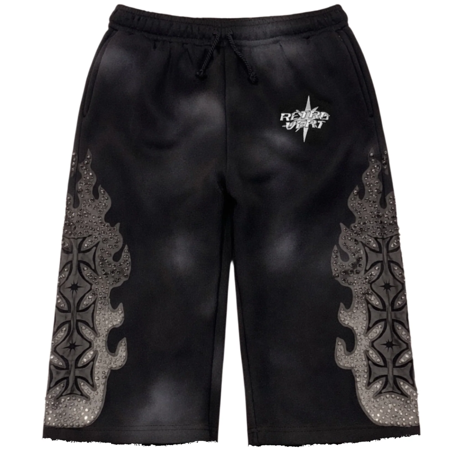 Retrovert Flame Rhinestone Shorts