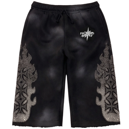 Retrovert Flame Rhinestone Shorts