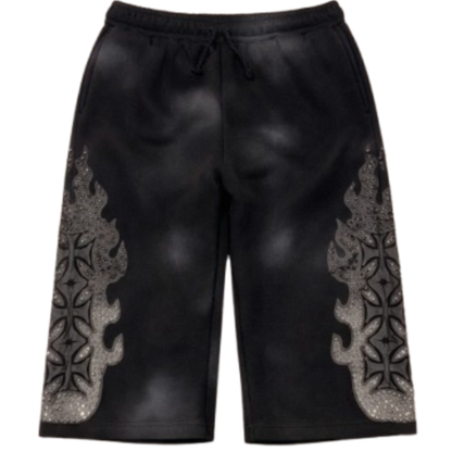 Retrovert Flame Rhinestone Shorts