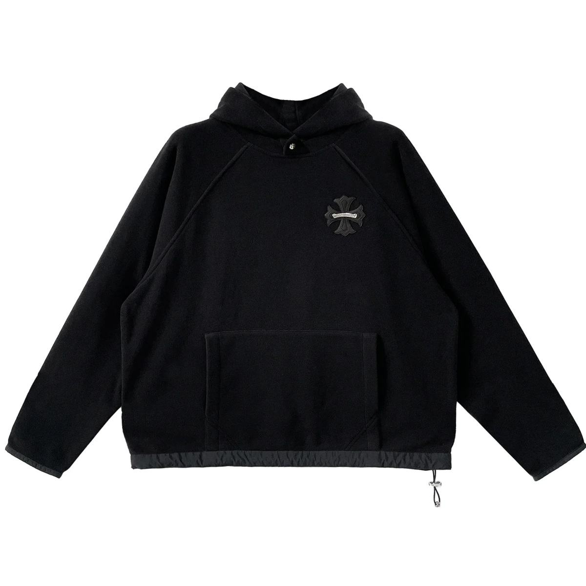 Chrome Hearts Scroll Label Cross Patch Fleece Pullover Hoodie