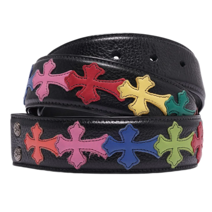 Chrome Hearts Black Multicolor Cross Patch Belt Strap
