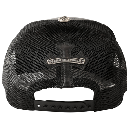 Chrome Hearts Black Leather Fleur de Lis Hat
