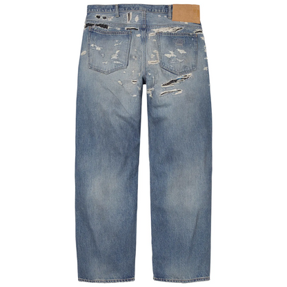 Supreme x MM6 Distressed Loose Fit Selvedge Jeans