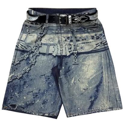 Mannahatta Lasered Denim Shorts